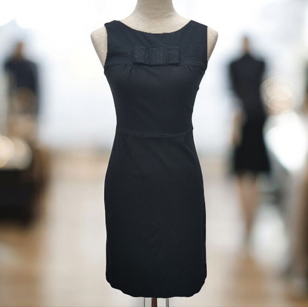 Kate Spade Francie Dress Ponte Knit Bow Sheath Crewneck Sleeveless Black Size 2